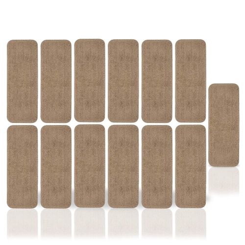  Ottomanson Softy Solid Beige Camel Hair Set of 14 Skid Resistant Rubber Backing Non Slip Carpet (9x26) Mats 14 Piece Set 9 Inch by 26 Inch Stair Tread, 9 X 26,