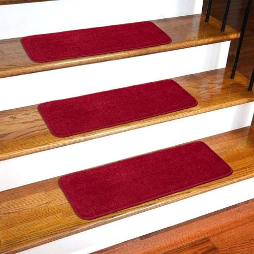  Ottomanson Softy Solid Brown Set of 14 Skid Resistant Rubber Backing Non Slip Carpet (9x26) Mats 14 Piece Set 9 Inch by 26 Inch Stair Tread, 9 X 26,