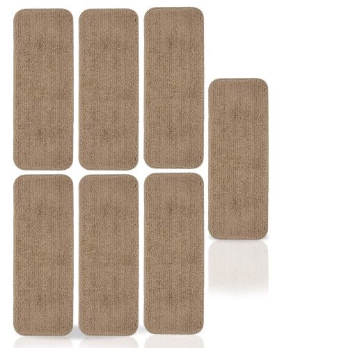  Ottomanson Softy Solid Brown Set of 14 Skid Resistant Rubber Backing Non Slip Carpet (9x26) Mats 14 Piece Set 9 Inch by 26 Inch Stair Tread, 9 X 26,