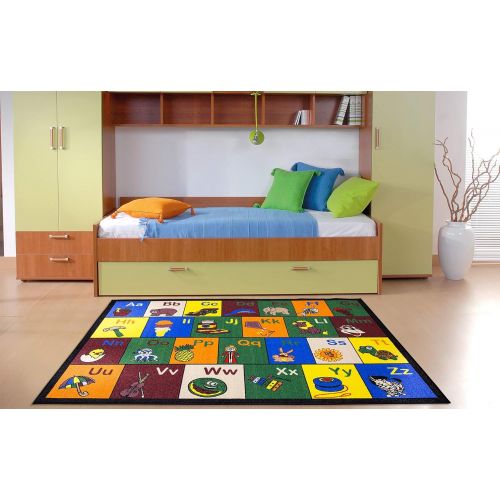  Ottomanson Jenny Collection Childrens Multi Color Educational Alphabet (Non-Slip) Kids Classroom Area Rugs, 82 X 910, Multicolor