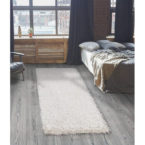  Ottomanson Flokati Collection Faux Sheepskin Shag Area Rug, 53X7, Dark Grey