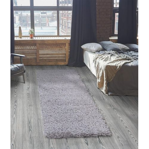  Ottomanson Flokati Collection Faux Sheepskin Shag Area Rug, 53X7, Dark Grey