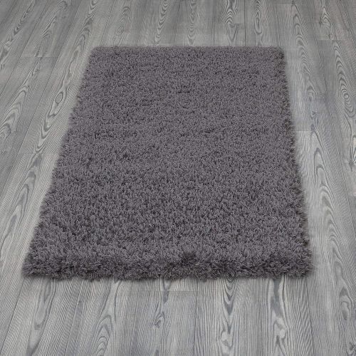  Ottomanson Flokati Collection Faux Sheepskin Shag Area Rug, 53X7, Dark Grey