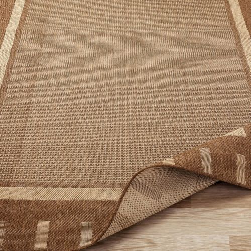  Ottomanson Jardin Collection Brown Contemporary Bordered Design Indoor  Outdoor Jute Backing Area Rug (53x73)