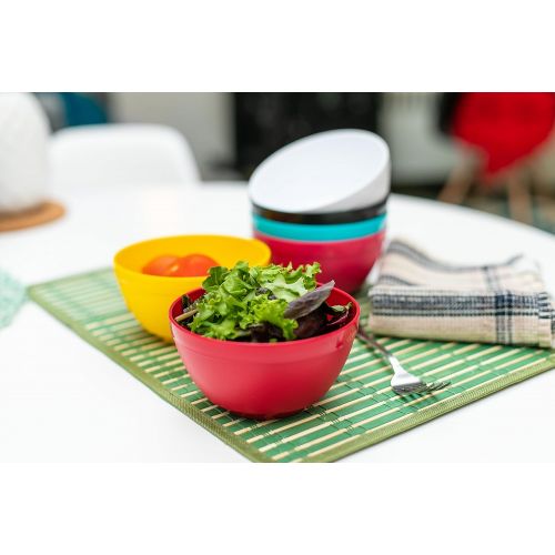  Ou Premium Design- Unbreakable Luna Bowls, Set of 6 (17 oz, Assorted Colors)