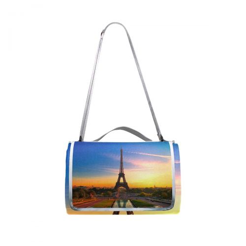  OuLian Eiffel Tower Sunset Picnic Mat 57x79 Picnic Blanket Handy Beach Mat Sandproof and Waterproof for Picnic, Beaches, RVing and Outings