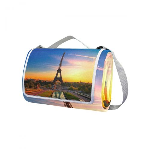  OuLian Eiffel Tower Sunset Picnic Mat 57x79 Picnic Blanket Handy Beach Mat Sandproof and Waterproof for Picnic, Beaches, RVing and Outings