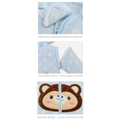  OuYun Removable Sleeves Baby Wearable Blanket Thinckened Velvet Autumn Winter 0-4 Years