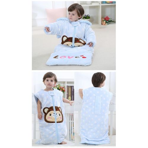  OuYun Removable Sleeves Baby Wearable Blanket Thinckened Velvet Autumn Winter 0-4 Years