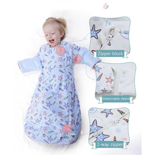  OuYun Baby Sleeping Bag Double Layer Cotton Wearable Blanket Spring Autumn