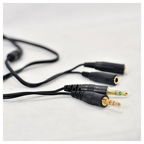  [아마존베스트]Ougual 2 Male 2 Jacks Microphone Audio Extension Cable 3.5 mm Cable for Computer Game Headphones Headset 150 cm Black