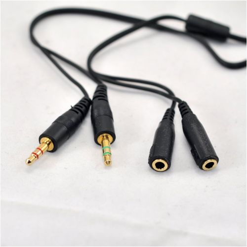  [아마존베스트]Ougual 2 Male 2 Jacks Microphone Audio Extension Cable 3.5 mm Cable for Computer Game Headphones Headset 150 cm Black