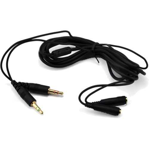  [아마존베스트]Ougual 2 Male 2 Jacks Microphone Audio Extension Cable 3.5 mm Cable for Computer Game Headphones Headset 150 cm Black