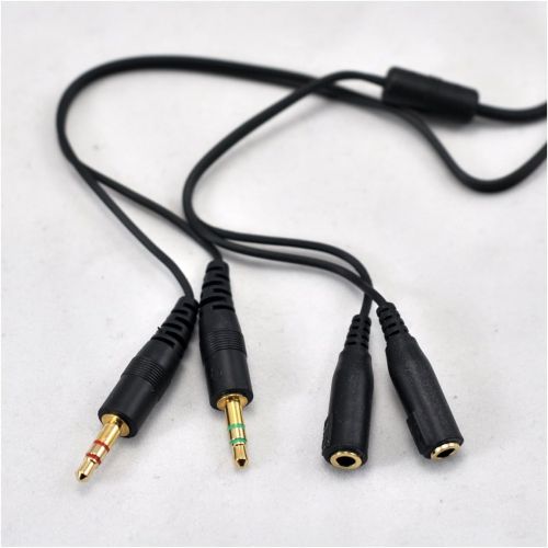  [아마존베스트]Ougual 2 Male 2 Jacks Microphone Audio Extension Cable 3.5 mm Cable for Computer Game Headphones Headset 150 cm Black