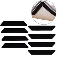 Oululu Non-slip Rug Grippers - Anti Curling Rug Anchors Double Sided Adhesive Tape Protecting Hardwood Floor Flatting Carpet Edge (Black - Pack of 8)