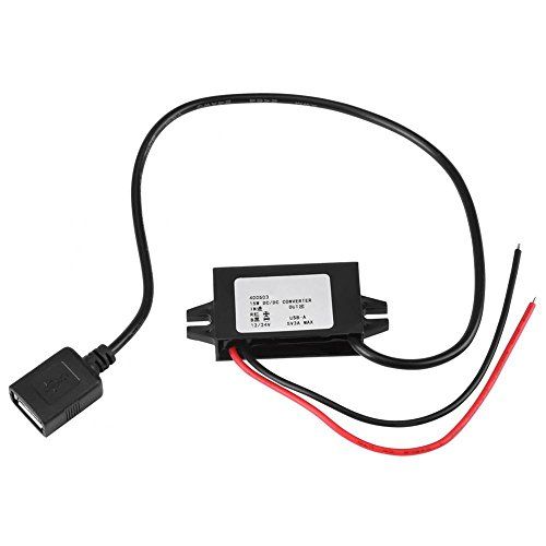  [아마존베스트]-Service-Informationen DC 12V/24V to 5V Converter Waterproof Voltage Lowering Regulator 5V 3A Output Current Reduction Module Single USB Voltage Down Converter for Power Supply Charger DVR GPS