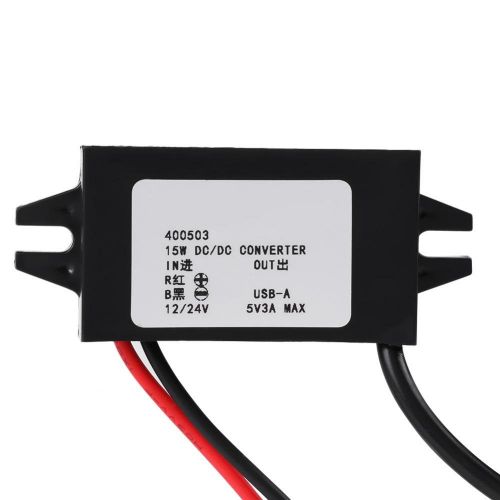  [아마존베스트]-Service-Informationen DC 12V/24V to 5V Converter Waterproof Voltage Lowering Regulator 5V 3A Output Current Reduction Module Single USB Voltage Down Converter for Power Supply Charger DVR GPS