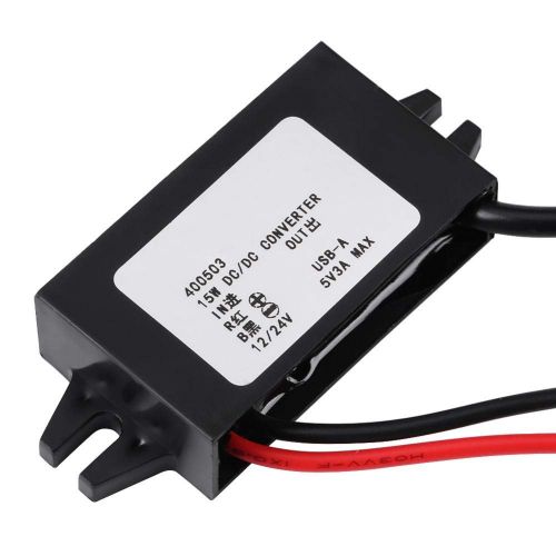  [아마존베스트]-Service-Informationen DC 12V/24V to 5V Converter Waterproof Voltage Lowering Regulator 5V 3A Output Current Reduction Module Single USB Voltage Down Converter for Power Supply Charger DVR GPS