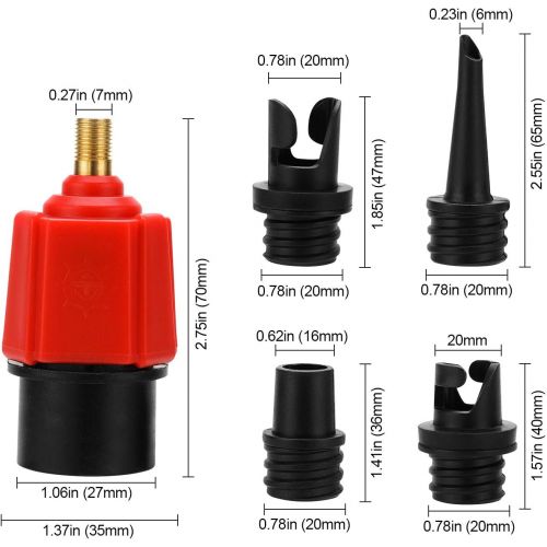  [아마존베스트]Oumers Inflatable SUP Pump Adaptor Air Pump Converter, 4 Standards Conventional Air Valve Attachment for Inflatable Boat, Stand Up Paddle Board, Inflatable Bed, Etc