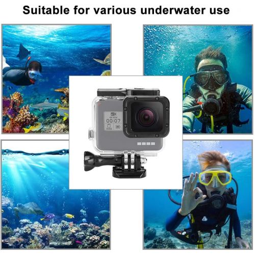  Oumij Waterproof Housing Case,Action Camera Diving Case,Underwater Camera Case,Touch Screen Cover,for Gopro Hero 7 Silver White (Transparent)