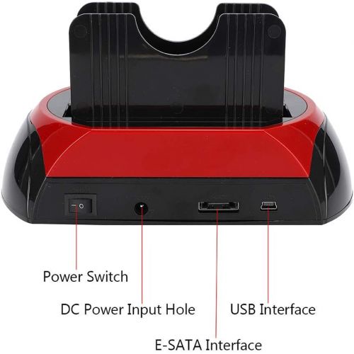  Oumij 2.5/3.5 Dual SATA IDE HDD Docking Station Hard Disk Drive Dock USB 2.0 Hub US Plug with All in 1 Card Reader