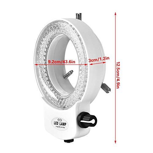  [아마존베스트]Oumij Microscope Camera Lamp, 144 LED Beads Light Ring Light Illuminator Over 18000 LUX 4.5 W LED Ring Light Source Brightness Adjustable Shadow Free Lighting Ring Light (White)