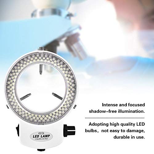  [아마존베스트]Oumij Microscope Camera Lamp, 144 LED Beads Light Ring Light Illuminator Over 18000 LUX 4.5 W LED Ring Light Source Brightness Adjustable Shadow Free Lighting Ring Light (White)
