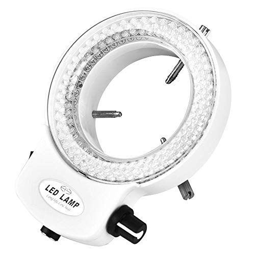  [아마존베스트]Oumij Microscope Camera Lamp, 144 LED Beads Light Ring Light Illuminator Over 18000 LUX 4.5 W LED Ring Light Source Brightness Adjustable Shadow Free Lighting Ring Light (White)