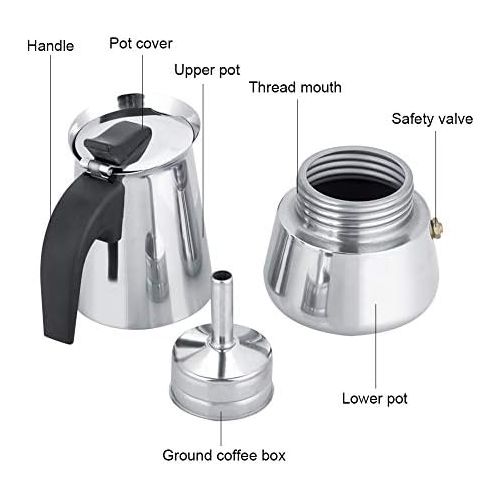  Oumij1 Mocha Pot - Sturdable Durable Portable Stainless Steel Coffee Pot - Moka Espresso Maker for Coffee Maker(450ml)