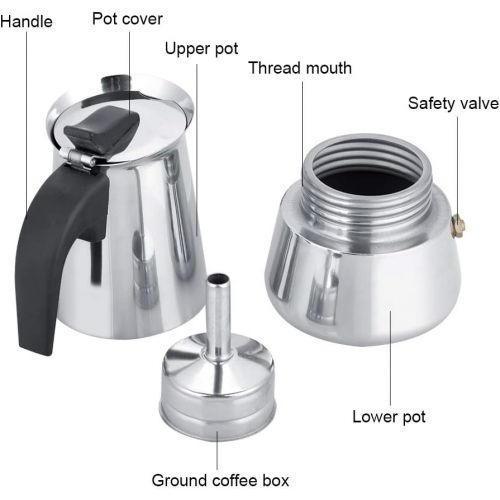  Oumij1 Mocha Pot - Sturdable Durable Portable Stainless Steel Coffee Pot - Moka Espresso Maker for Coffee Maker(450ml)