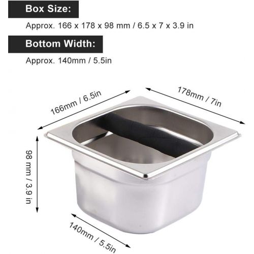  Oumij1 Coffee Knock Container for Home - Stainless Steel Coffee Ground Knock Container for Coffee Shop Use - Coffee Knock Bucket Box with Wooden Base