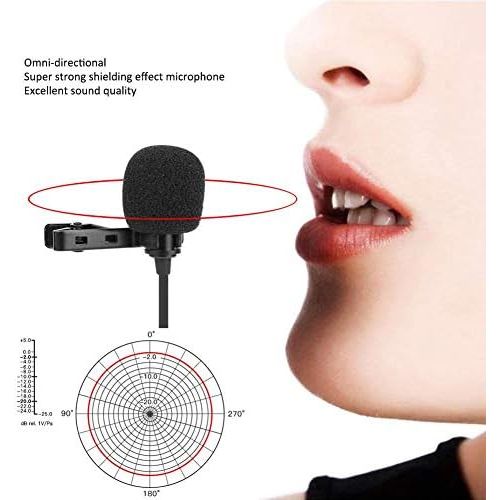  Oumij1 3.5mm Collar Clip Microphone - TPE Omnidirectional Microphone - Portable Interview Video Microphone - for Camera(4.5m)