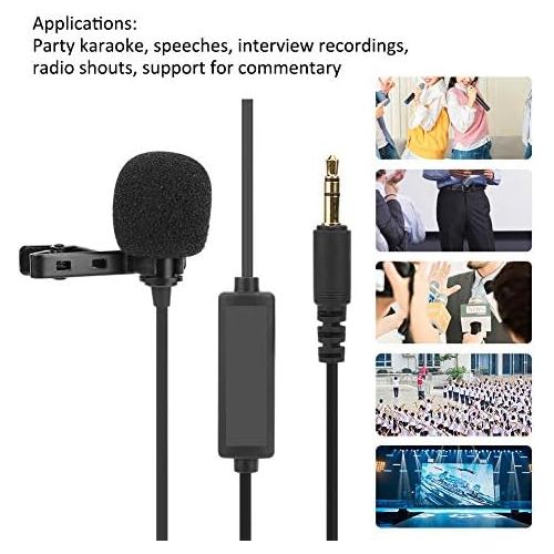  Oumij1 3.5mm Collar Clip Microphone - TPE Omnidirectional Microphone - Portable Interview Video Microphone - for Camera(4.5m)