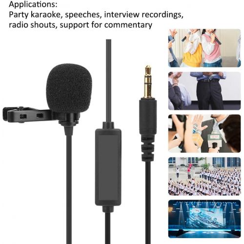  Oumij1 3.5mm Collar Clip Microphone - TPE Omnidirectional Microphone - Portable Interview Video Microphone - for Camera(4.5m)