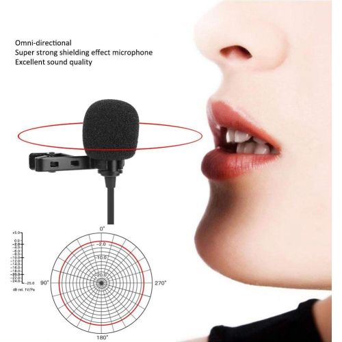  Oumij1 3.5mm Collar Clip Microphone - TPE Omnidirectional Microphone - Portable Interview Video Microphone - for Camera(4.5m)