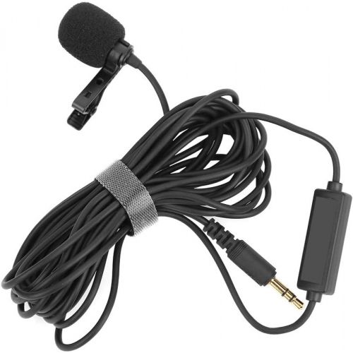 Oumij1 3.5mm Collar Clip Microphone - TPE Omnidirectional Microphone - Portable Interview Video Microphone - for Camera(4.5m)