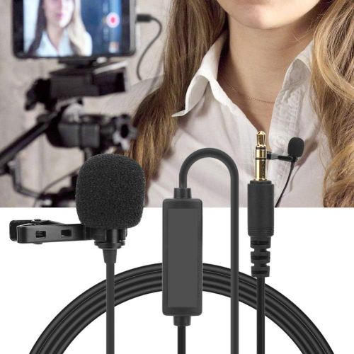  Oumij1 3.5mm Collar Clip Microphone - TPE Omnidirectional Microphone - Portable Interview Video Microphone - for Camera(4.5m)