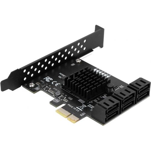  Oumij1 PCB Black Expansion Card, PCIE to 6Port SATA3.0 Hard Disk 6G ASM1166 Master GEN3 1 x Interface