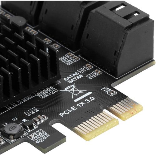  Oumij1 PCB Black Expansion Card, PCIE to 6Port SATA3.0 Hard Disk 6G ASM1166 Master GEN3 1 x Interface