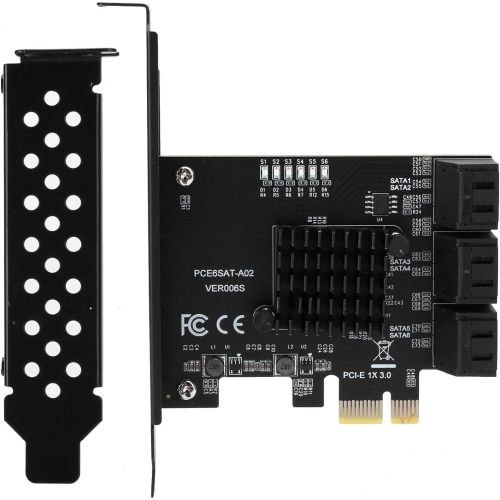  Oumij1 PCB Black Expansion Card, PCIE to 6Port SATA3.0 Hard Disk 6G ASM1166 Master GEN3 1 x Interface