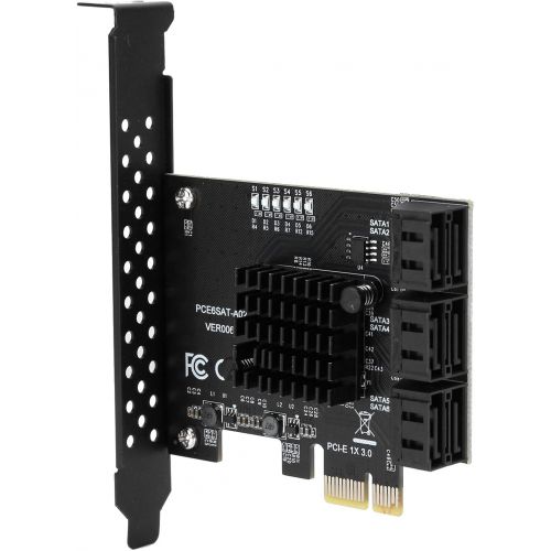  Oumij1 PCB Black Expansion Card, PCIE to 6Port SATA3.0 Hard Disk 6G ASM1166 Master GEN3 1 x Interface