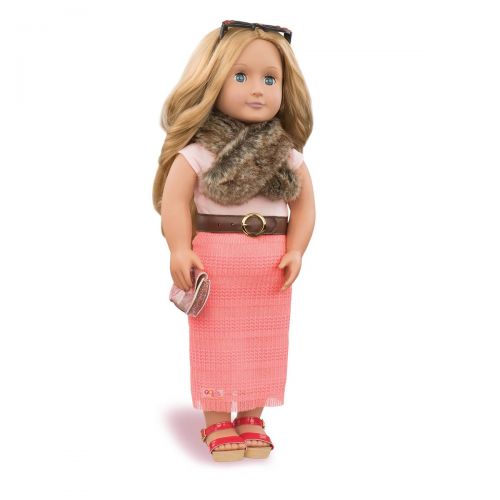  Our Generation Dolls Truly Groovy Pink Skirt Top with Fur Scarf Outfit for Dolls, 18
