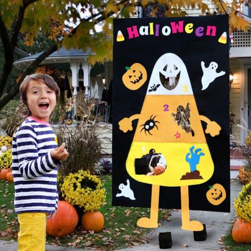  [아마존베스트]OurWarm Halloween Candy Corn Bean Bag Toss Games with 3 Large Bean Bags, Halloween Games for Kids Party Halloween Decorations