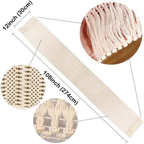  [아마존베스트]OurWarm Natural Macrame Table Runner Cotton Crochet Lace Boho Wedding Table Runner with Tassels for Bohemian Rustic Wedding Bridal Shower Home Dining Table Decor, 12 x 108 Inch