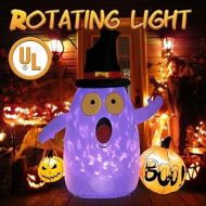 OurWarm 5FT Halloween Inflatables Ghost with LED Rotating Lights for Indoor Outdoor Halloween Garden Lawn Party Decorations, Halloween Blow Up Yard Decorations