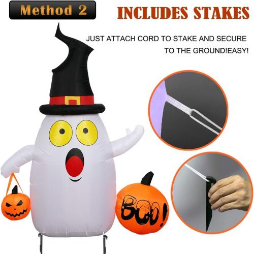  할로윈 용품OurWarm 5FT Halloween Inflatables Ghost with LED Rotating Lights for Indoor Outdoor Halloween Garden Lawn Party Decorations, Halloween Blow Up Yard Decorations