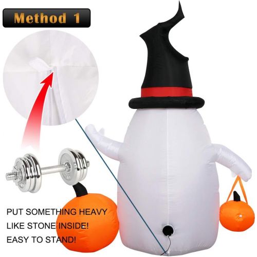  할로윈 용품OurWarm 5FT Halloween Inflatables Ghost with LED Rotating Lights for Indoor Outdoor Halloween Garden Lawn Party Decorations, Halloween Blow Up Yard Decorations