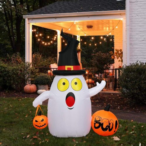  할로윈 용품OurWarm 5FT Halloween Inflatables Ghost with LED Rotating Lights for Indoor Outdoor Halloween Garden Lawn Party Decorations, Halloween Blow Up Yard Decorations