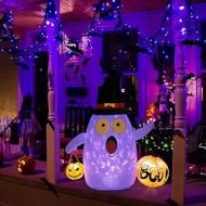 OurWarm Halloween Inflatables 5FT Halloween Blow Up Ghost with LED Rotating Light & Pumpkin for Halloween Indoor/Outdoor Yard Lawn Party Decorations