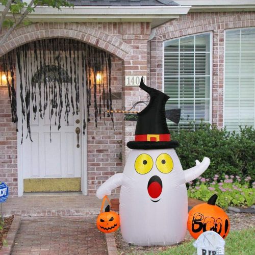  할로윈 용품OurWarm Halloween Inflatables 5FT Halloween Blow Up Ghost with LED Rotating Light & Pumpkin for Halloween Indoor/Outdoor Yard Lawn Party Decorations